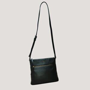 Kate Spade New York Black Leather Crossbody Bag Gold Accents Adjustable Strap